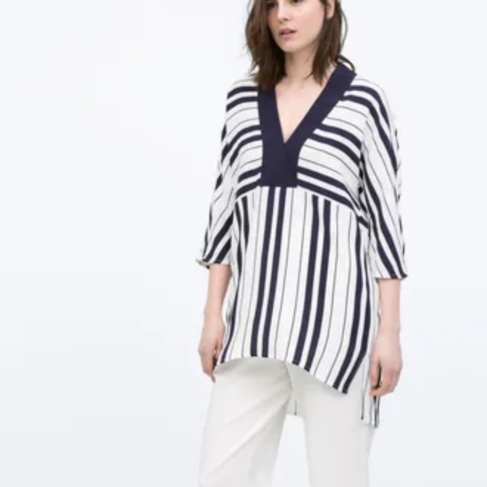 Zara striped v neck tunic
